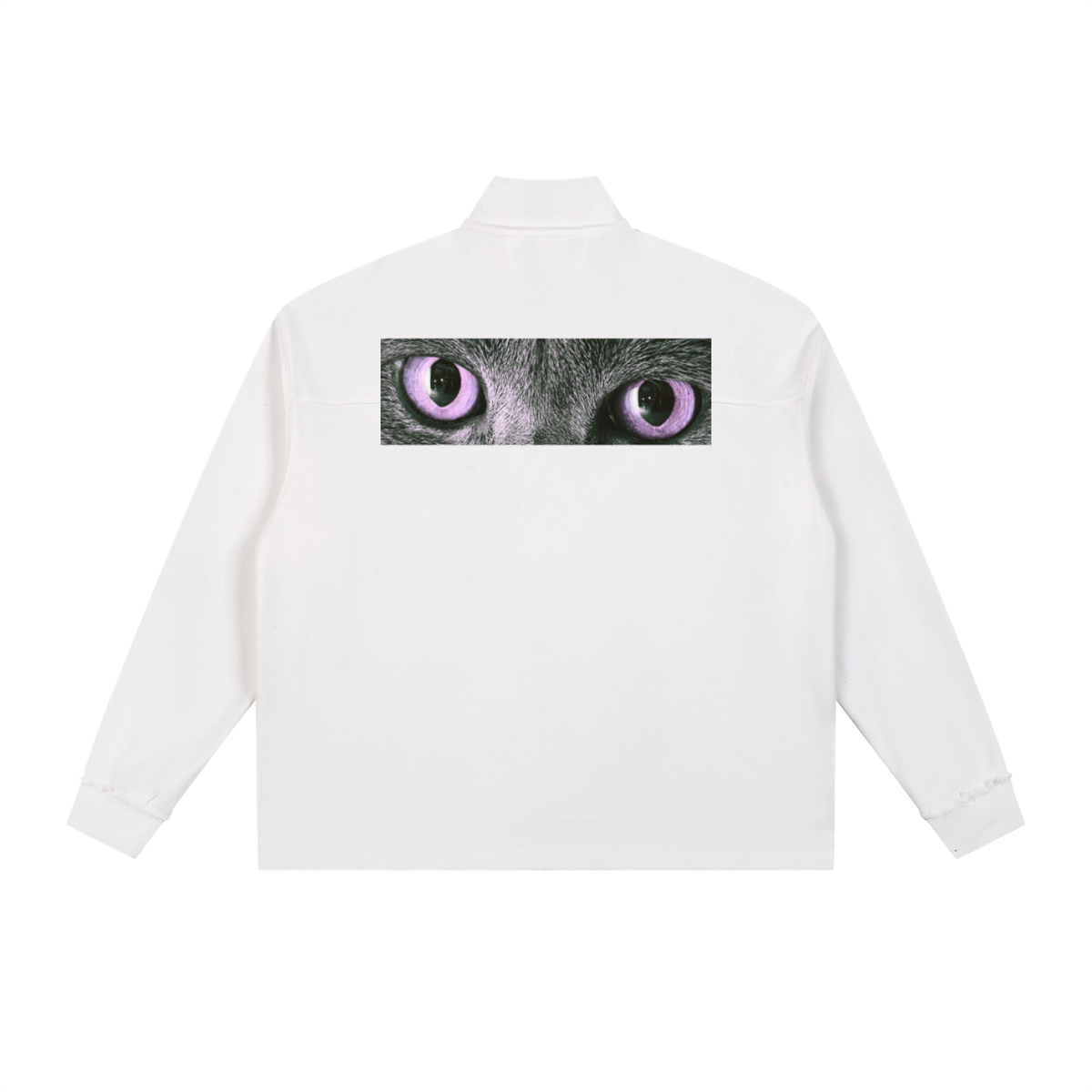 Cute To See Unisex Half-Zip Rolled Edge Fleece Sweatshirt ( Purple Eyes )