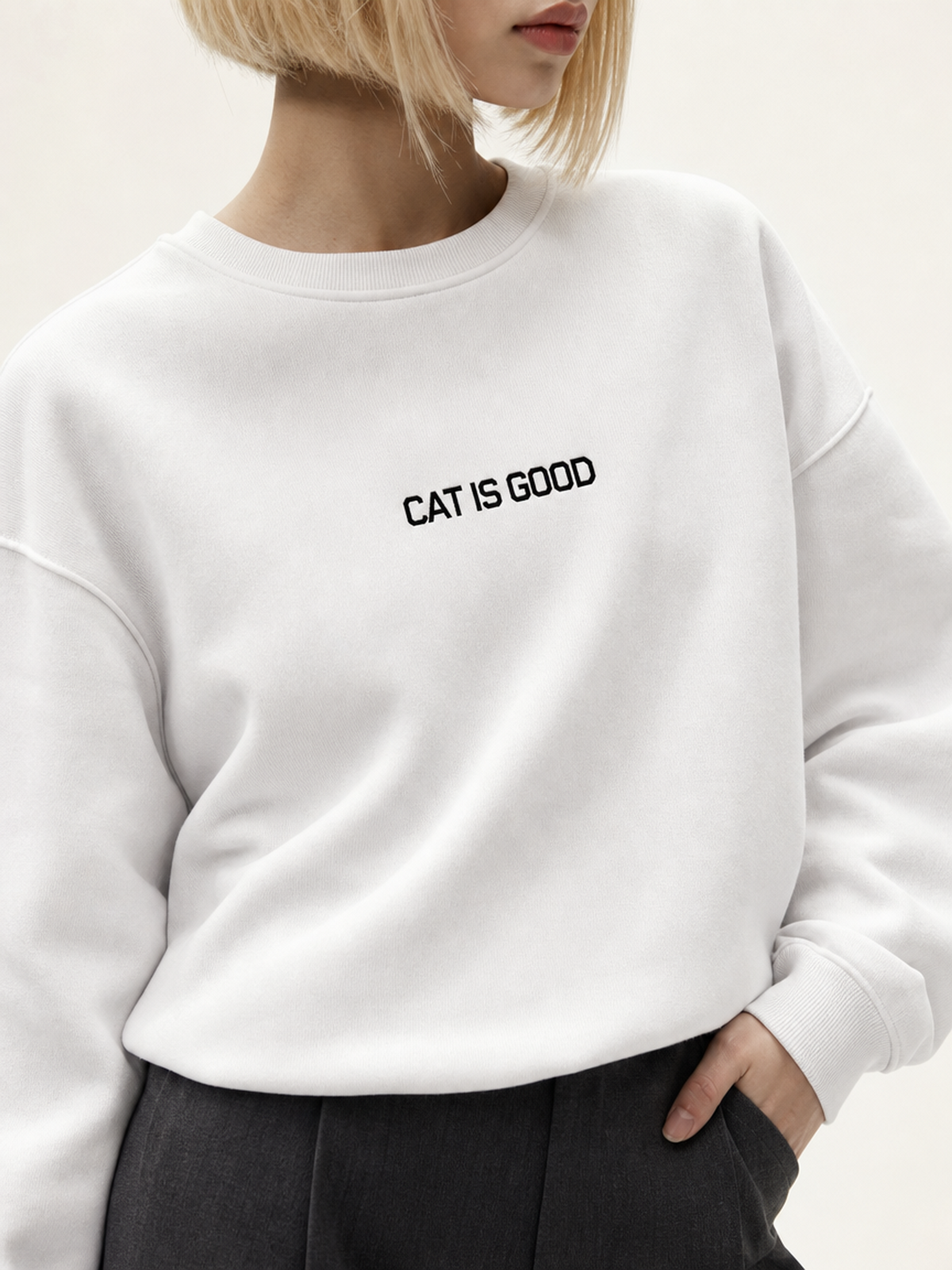 Cat Is Good Unisex Fleeced Sweatshirt