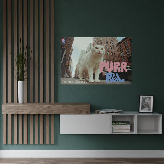 Cat Poster — “Purr Real” White Cat Saint Wall Art