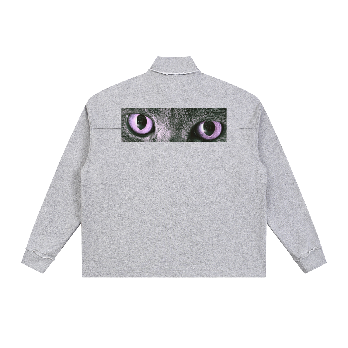 Cute To See Half-Zip Rolled Edge Fleece Sweatshirt (Purple Eyes)