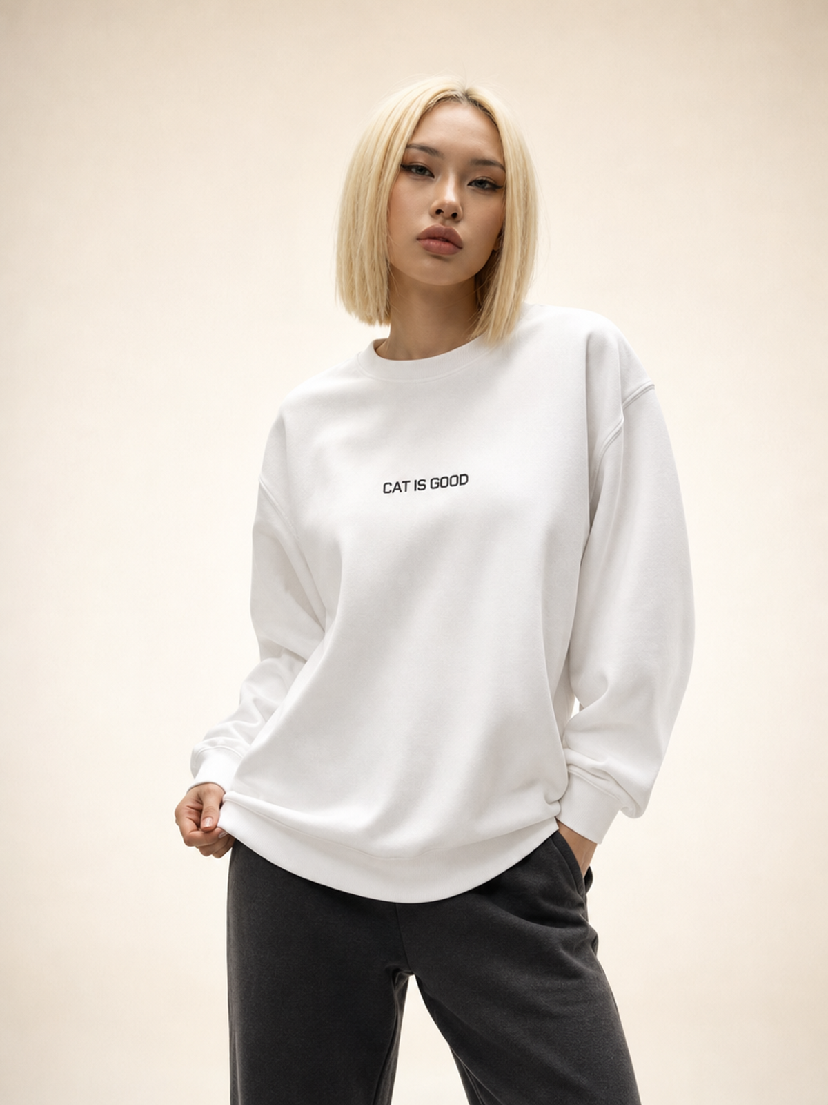 Cat Is Good Unisex Fleeced Sweatshirt