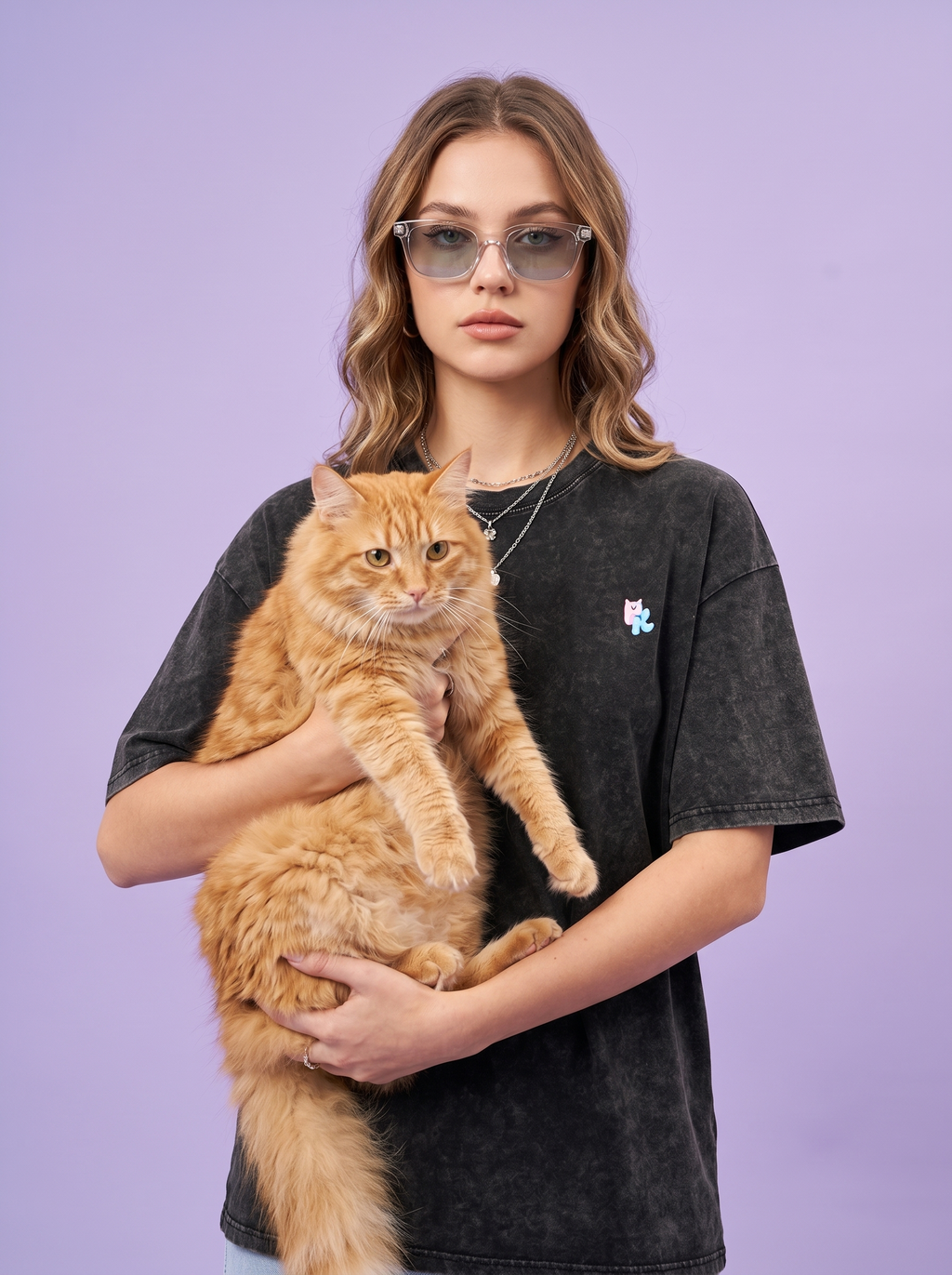 Purr Real Snow Washed Oversized T-Shirt