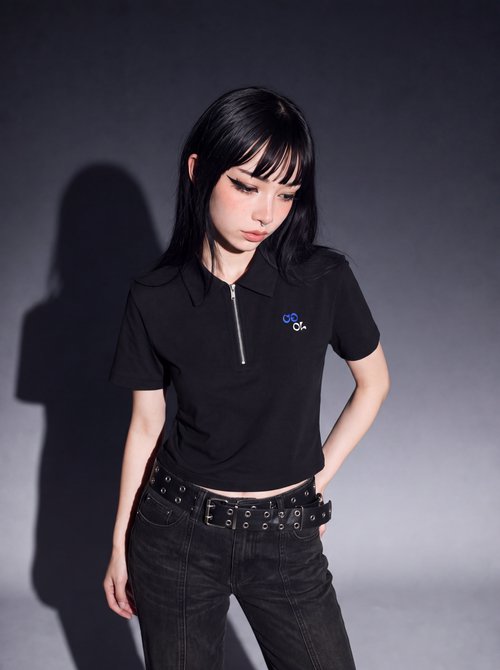 02 | COOL Unisex Half-Zip Cotton Polo Shirt