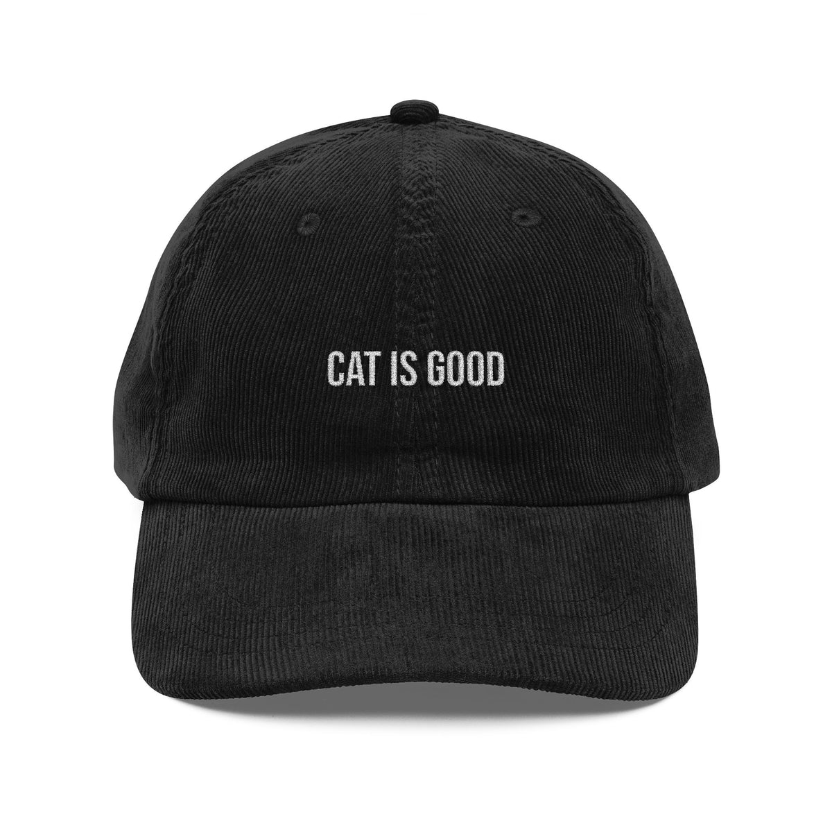 Cat Is Good Embroidered Corduroy Cap