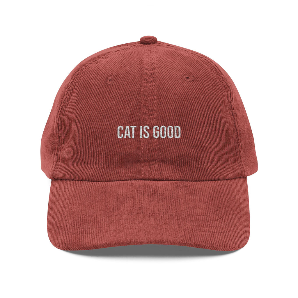 Cat Is Good Embroidered Corduroy Cap