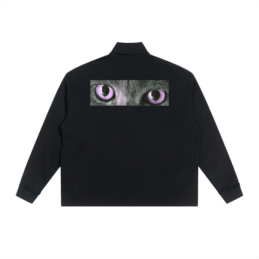 Cute To See Half-Zip Rolled Edge Fleece Sweatshirt (Purple Eyes)