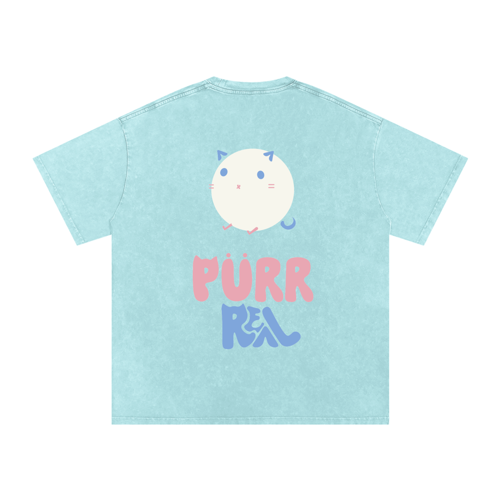 Purr Real Snow Washed Oversized T-Shirt