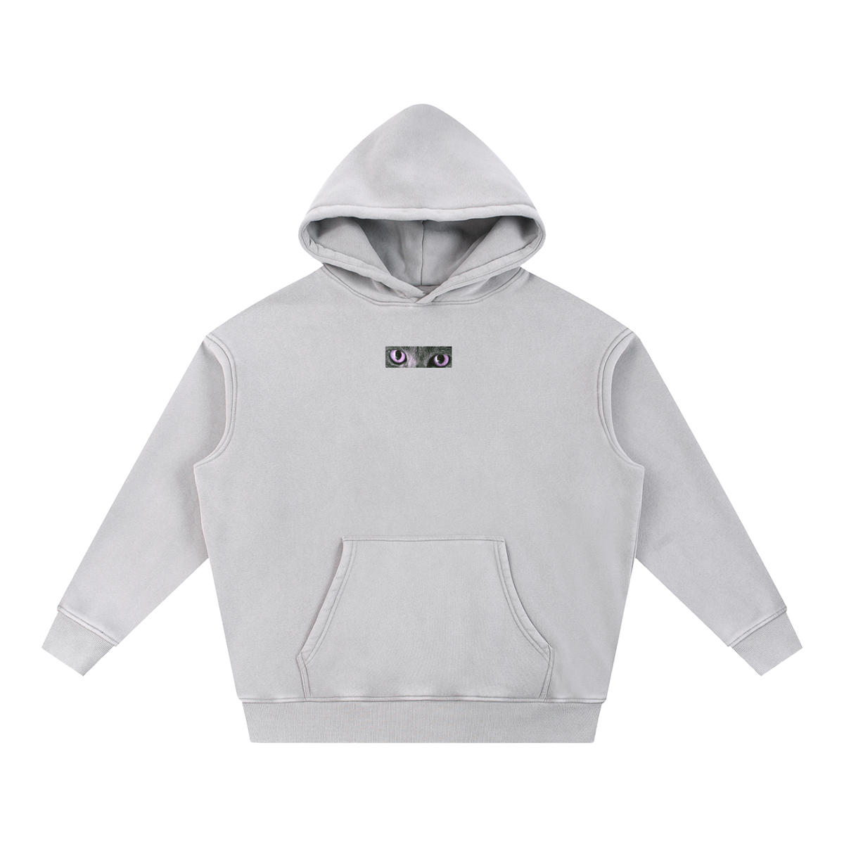 Cute To See Snow Wash Fleece Oversize Hoodie (Purple Eyes)
