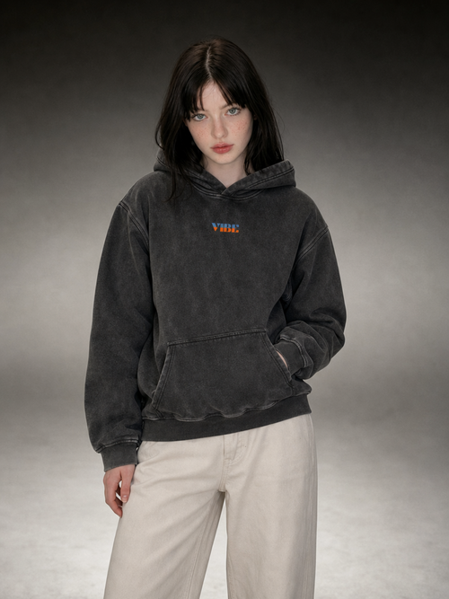 01 | VIBE Unisex Snow Wash Fleece Oversize Hoodie