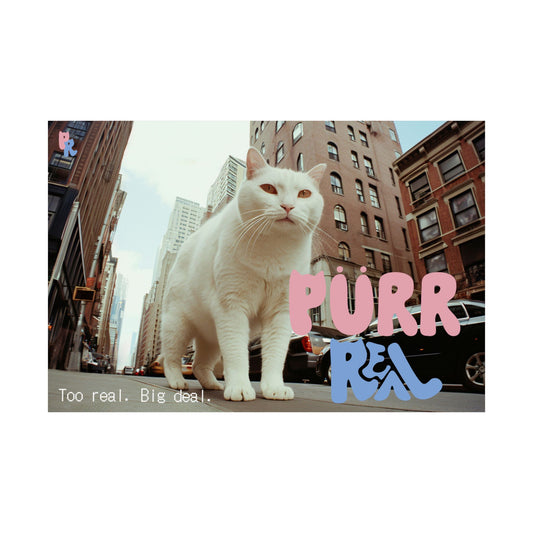 Cat Poster — “Purr Real” White Cat Saint Wall Art