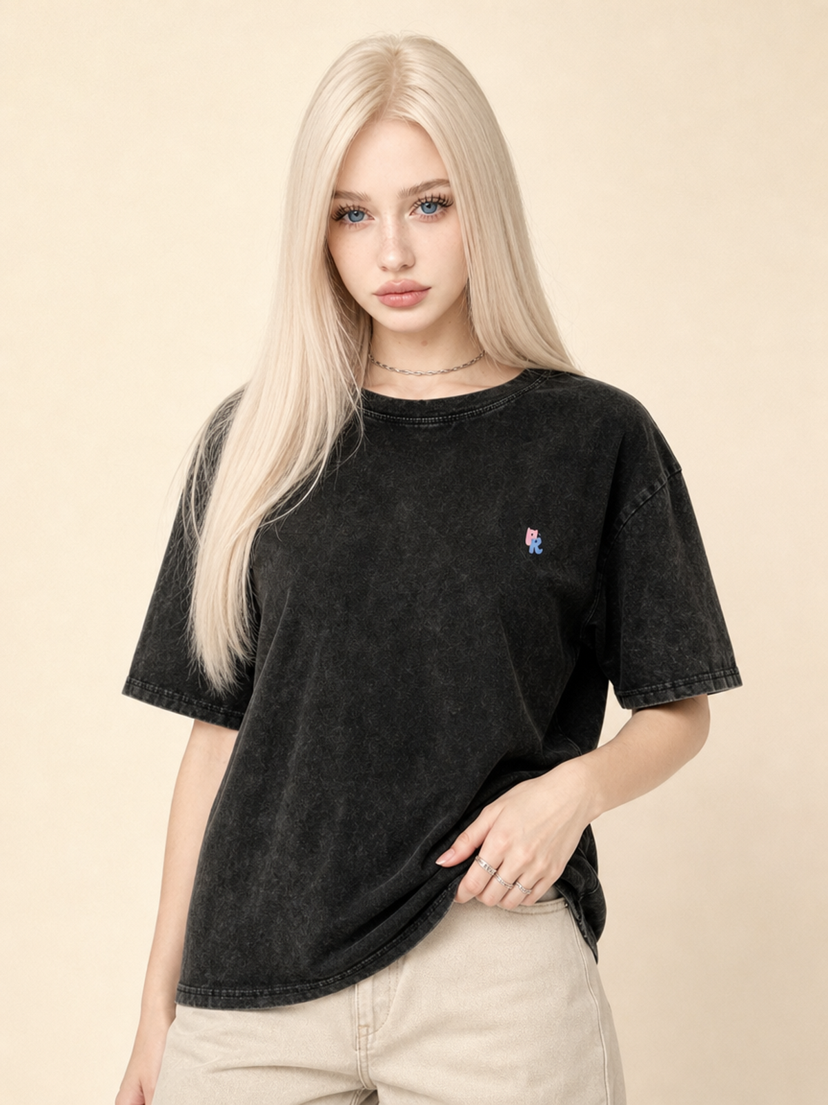 Purr Real Snow Washed Oversized T-Shirt