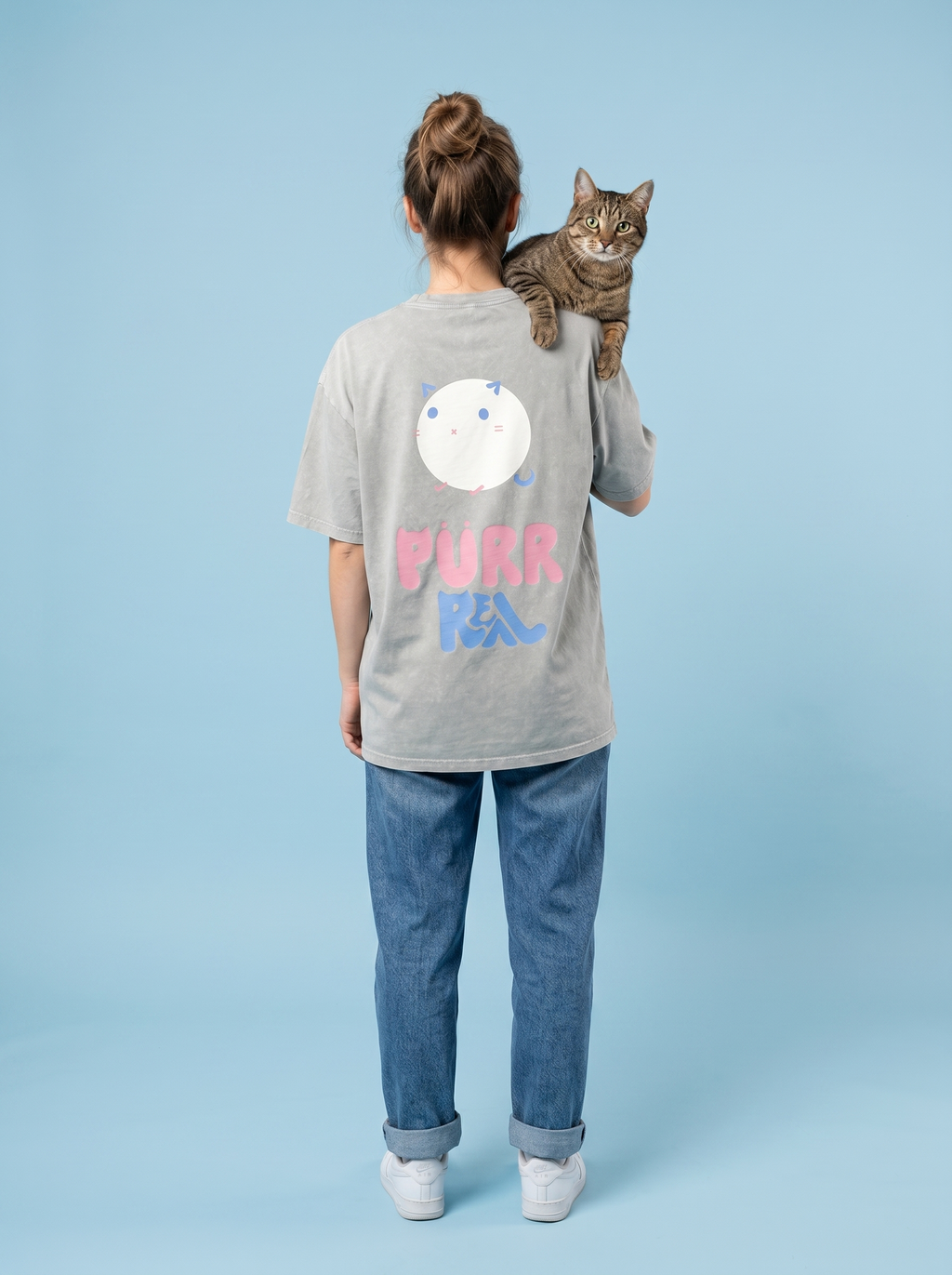 Purr Real Snow Washed Oversized T-Shirt