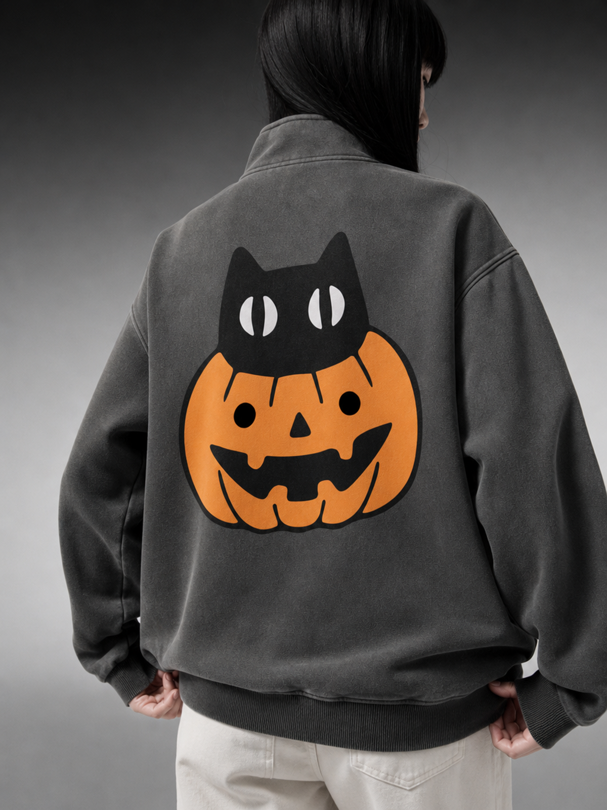 Halloween — Pumpkin Purr Unisex Vintage Wash Fleece Sweatshirt
