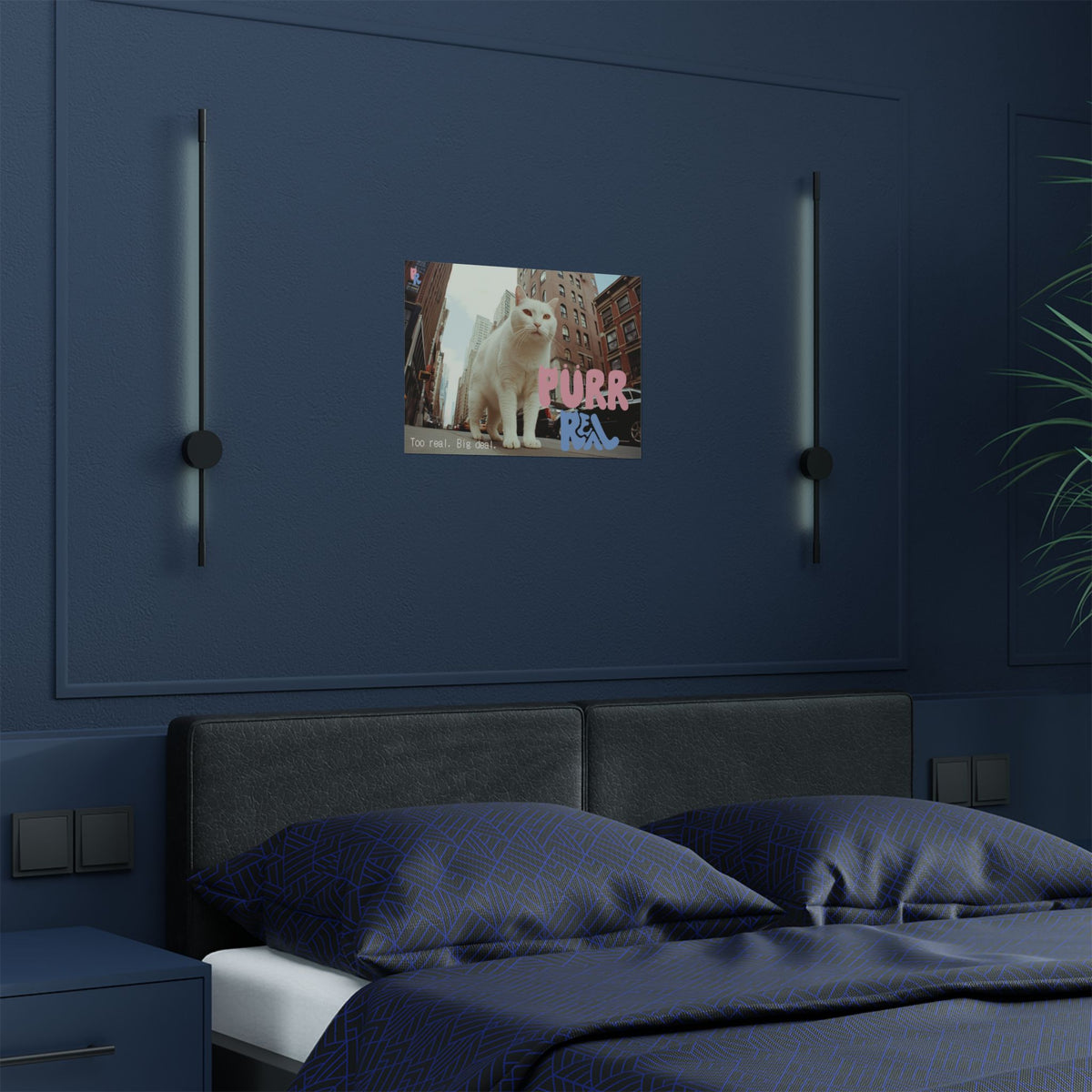 Cat Poster — “Purr Real” White Cat Saint Wall Art