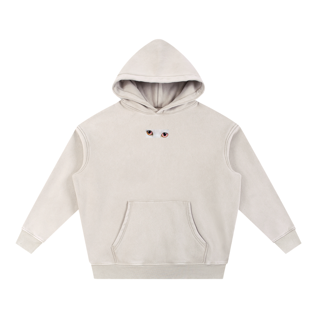 Cute To See Snow Unisex Wash Fleece Oversize Hoodie ( Orange Eyes )