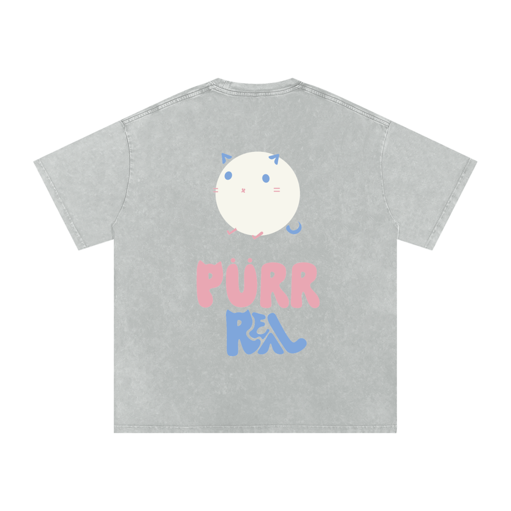 Purr Real Snow Washed Oversized T-Shirt