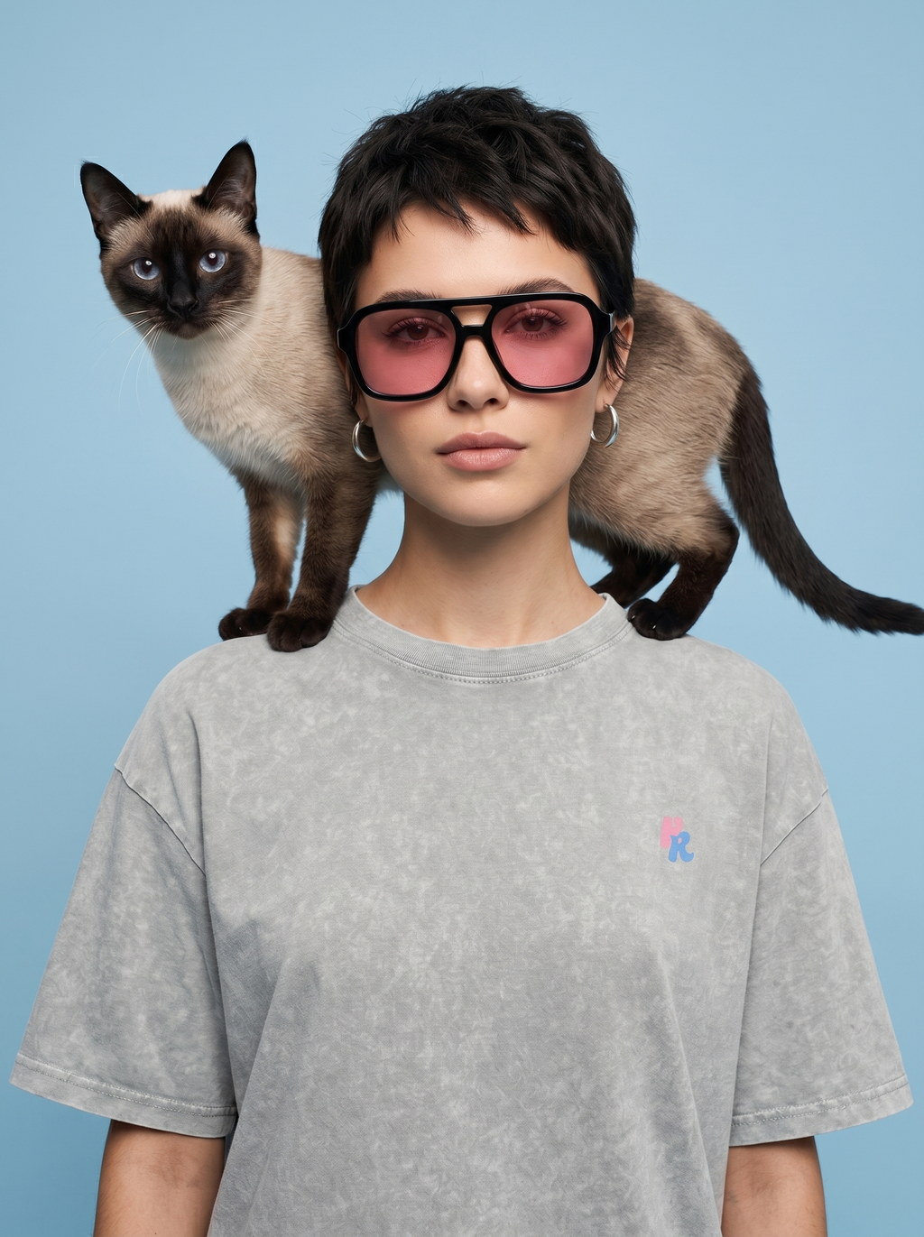 Purr Real Snow Washed Oversized T-Shirt