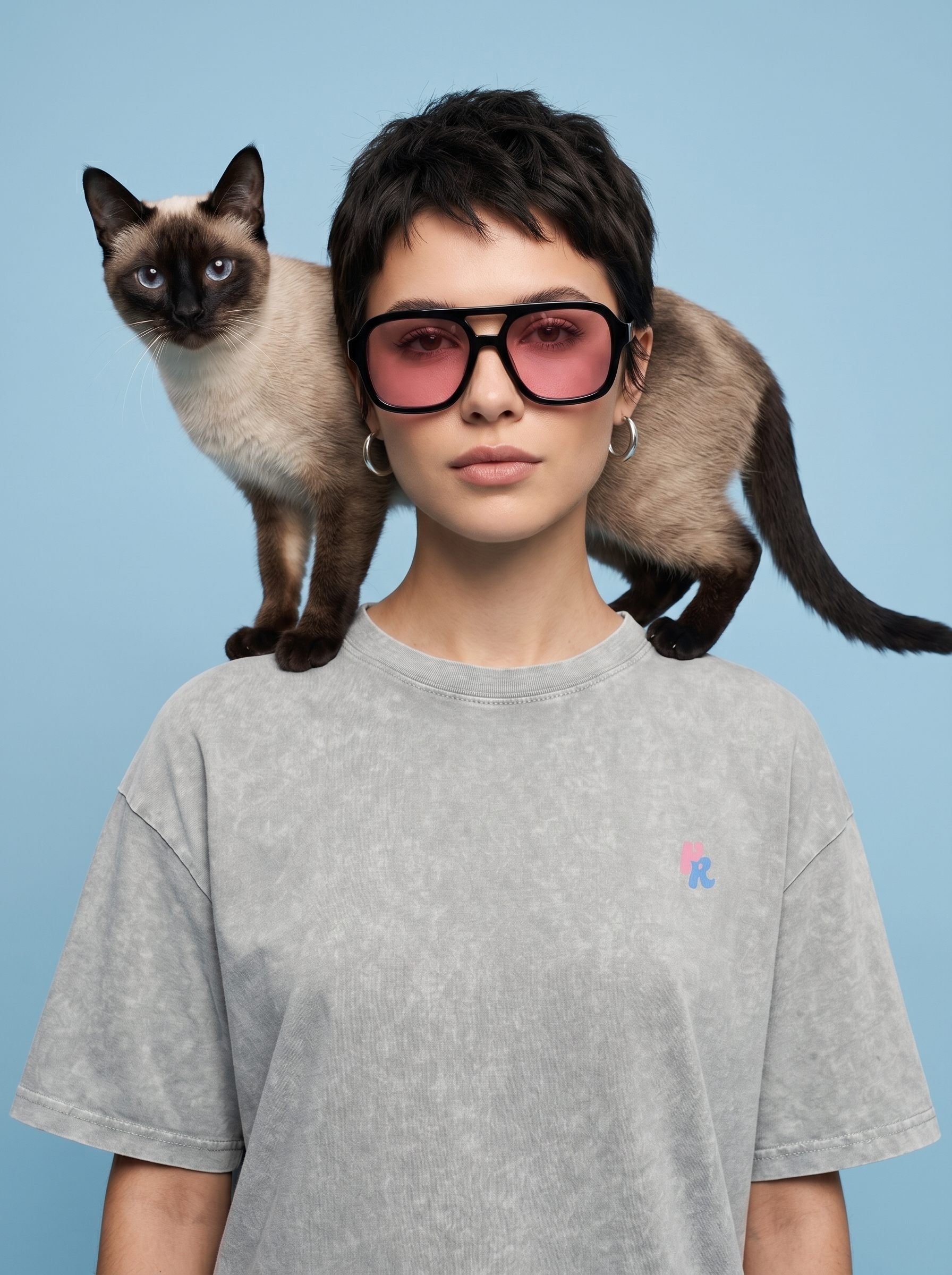 Purr Real Snow Washed Oversized T-Shirt