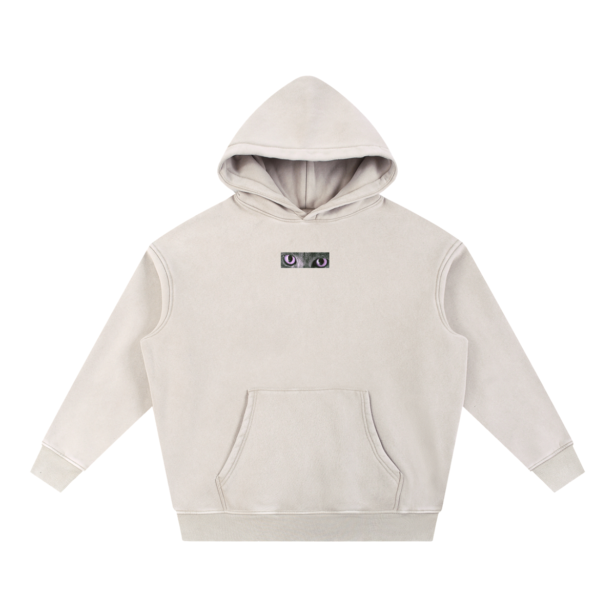 Cute To See Unisex Snow Wash Fleece Oversize Hoodie ( Purple Eyes )