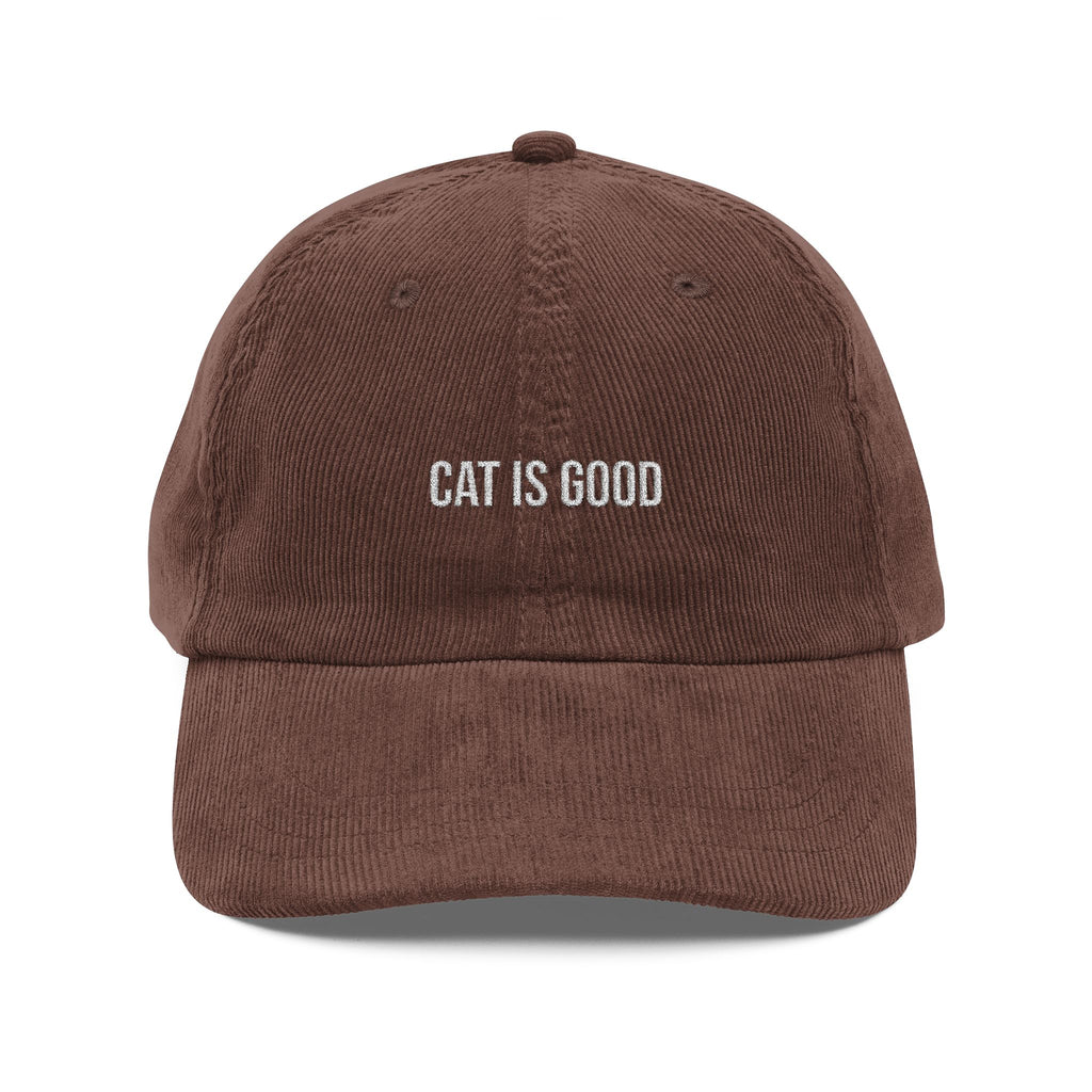 Cat Is Good Embroidered Corduroy Cap