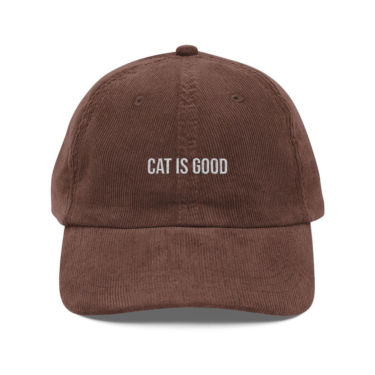 Cat Is Good Embroidered Corduroy Cap