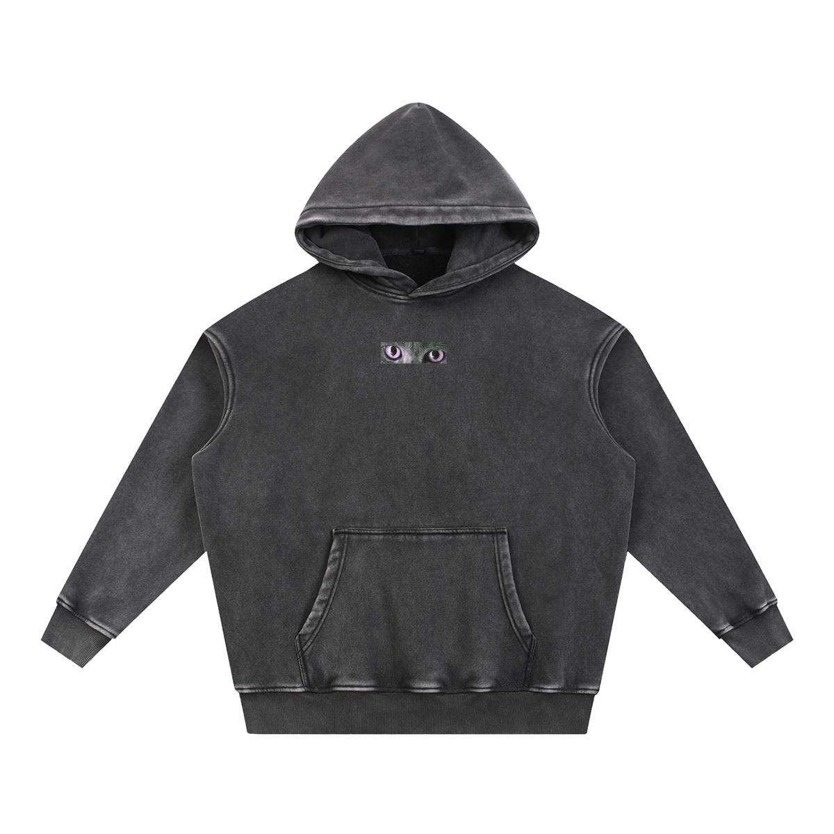 Cute To See Unisex Snow Wash Fleece Oversize Hoodie ( Purple Eyes )