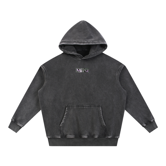 Cute To See Snow Wash Fleece Oversize Hoodie (Purple Eyes)