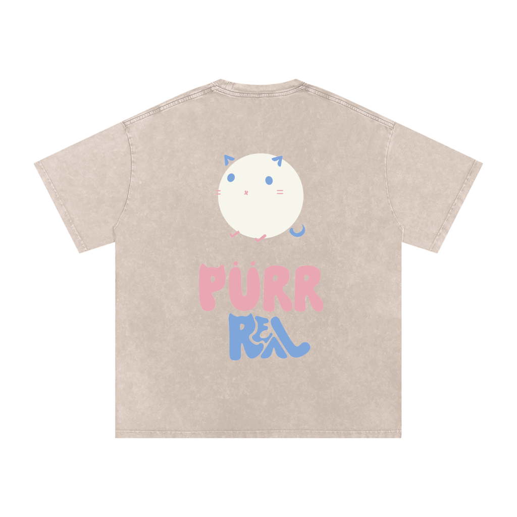 Purr Real Snow Washed Oversized T-Shirt