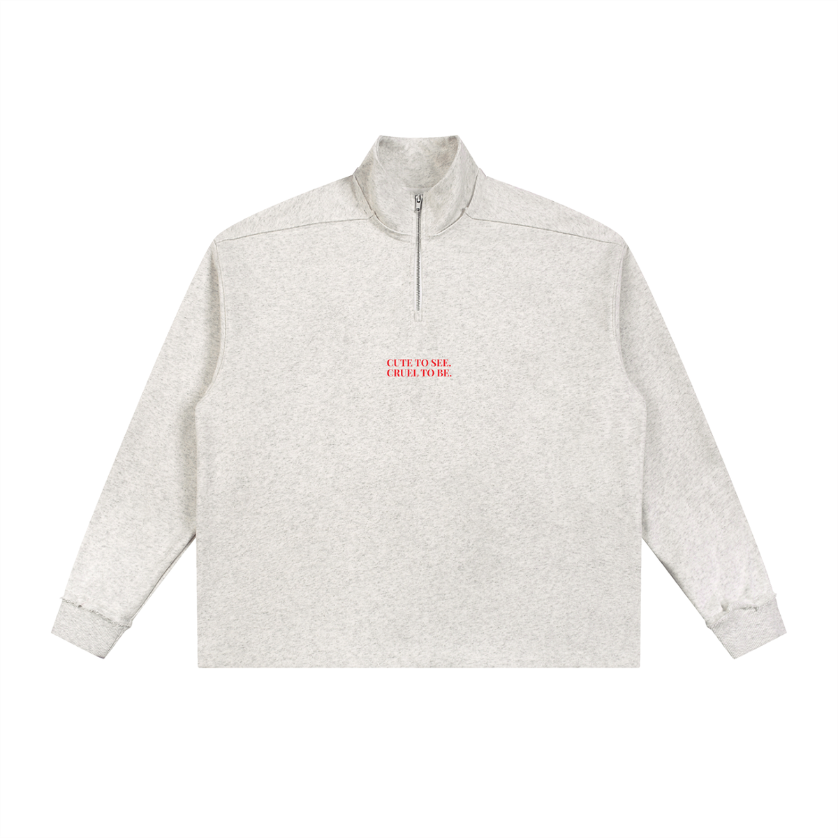 Cute To See Half-Zip Rolled Edge Fleece Sweatshirt (Purple Eyes)