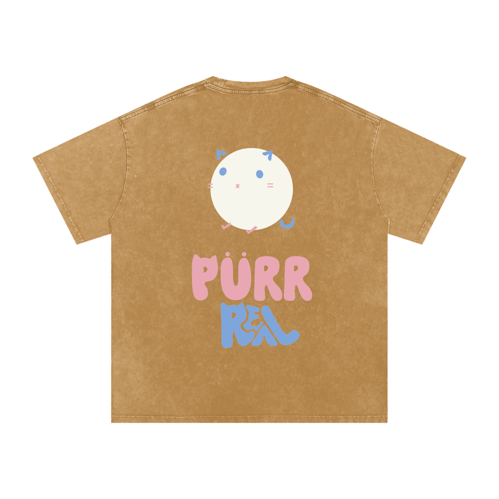 Purr Real Snow Washed Oversized T-Shirt