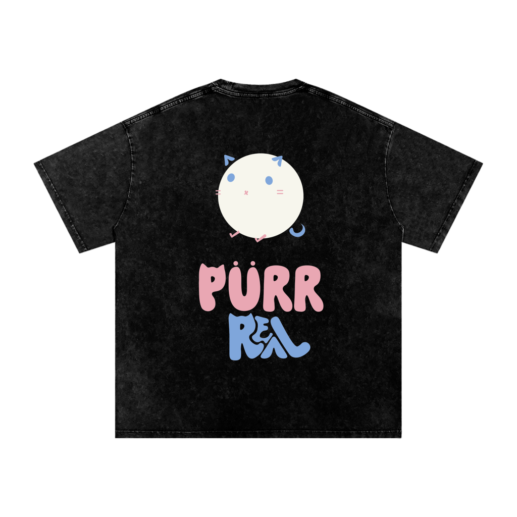 Purr Real Snow Washed Oversized T-Shirt