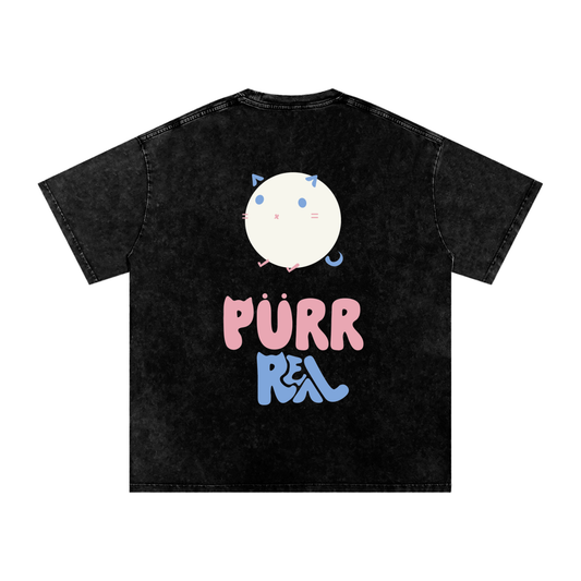 Purr Real Snow Washed Oversized T-Shirt