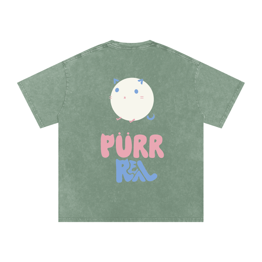 Purr Real Snow Washed Oversized T-Shirt