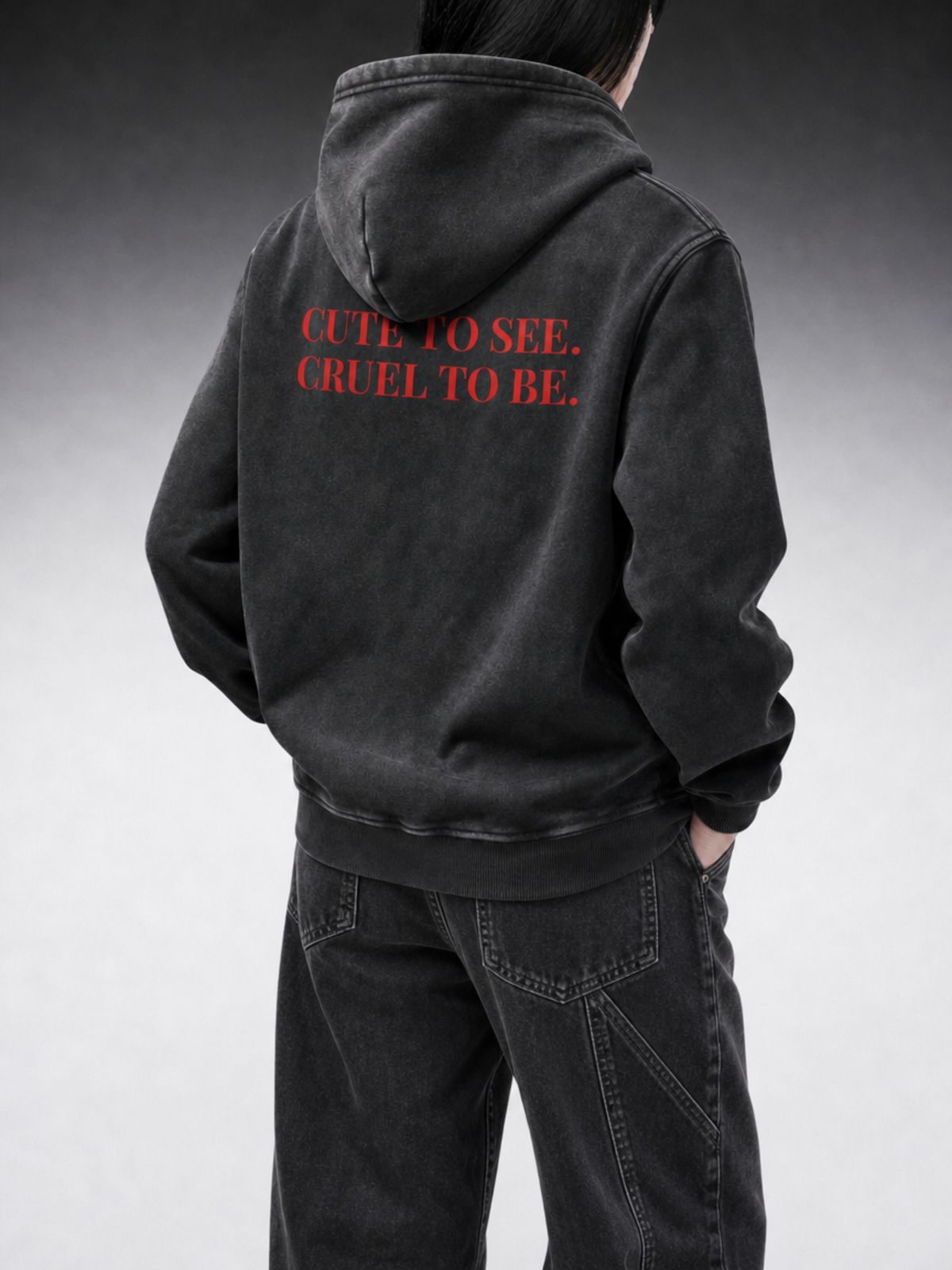 Cute To See Unisex Snow Wash Fleece Oversize Hoodie ( Purple Eyes )