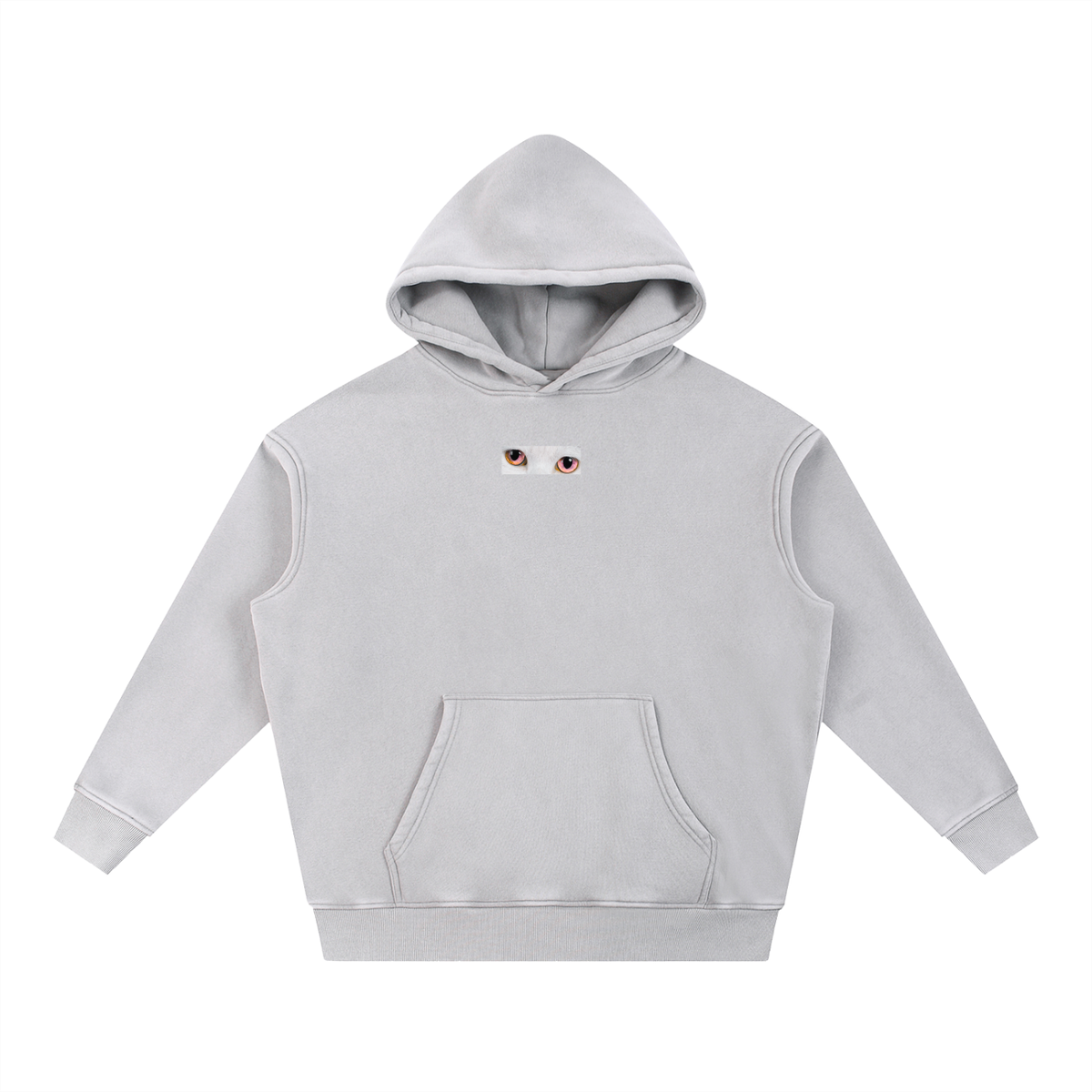 Cute To See Snow Unisex Wash Fleece Oversize Hoodie ( Orange Eyes )