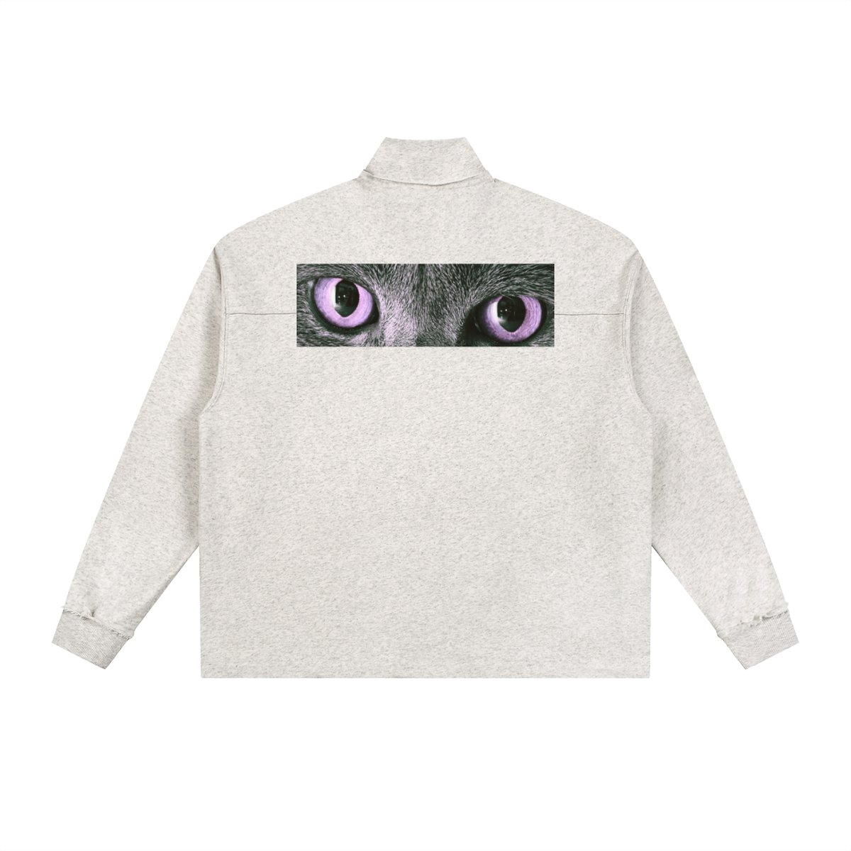 Cute To See Half-Zip Rolled Edge Fleece Sweatshirt (Purple Eyes)