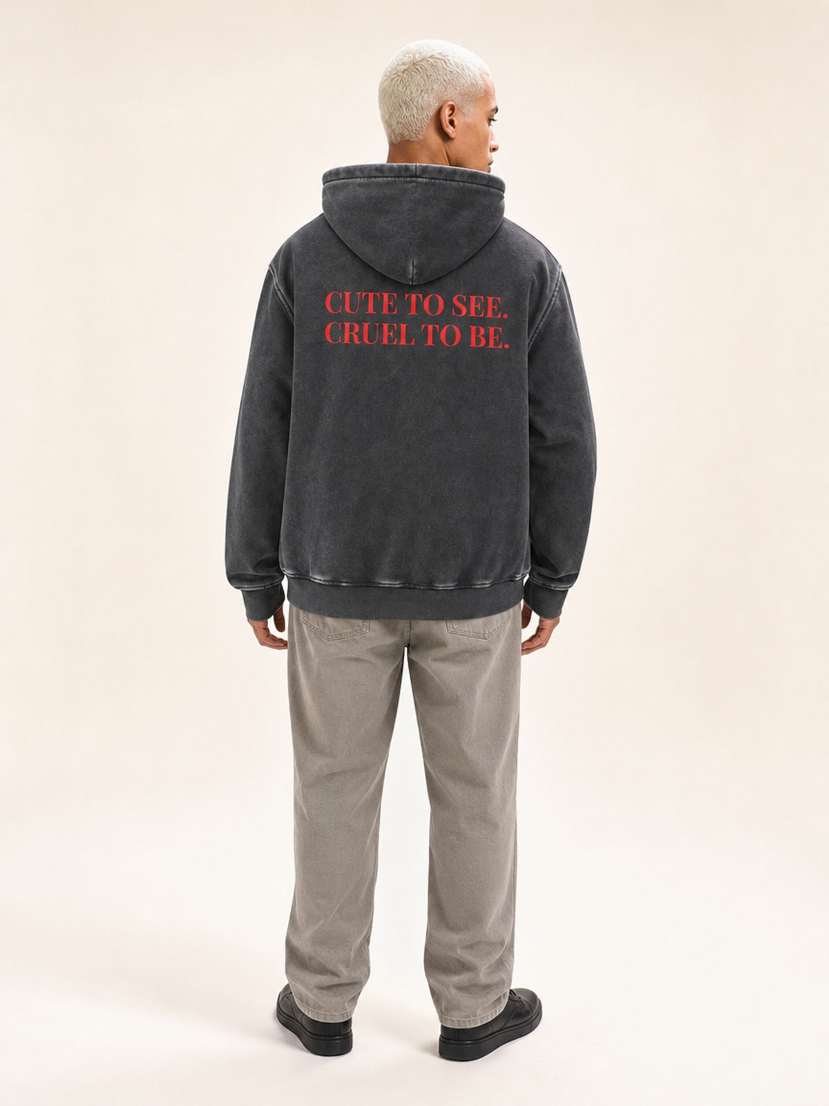 Cute To See Snow Unisex Wash Fleece Oversize Hoodie ( Orange Eyes )