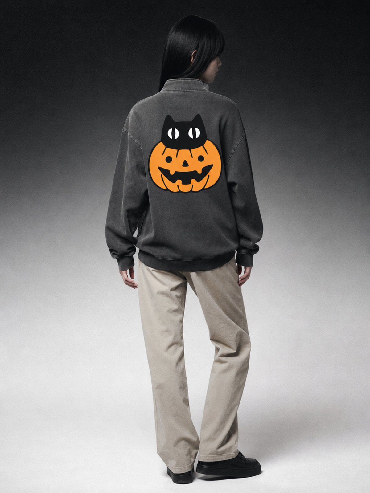 Halloween — Pumpkin Purr Unisex Vintage Wash Fleece Sweatshirt