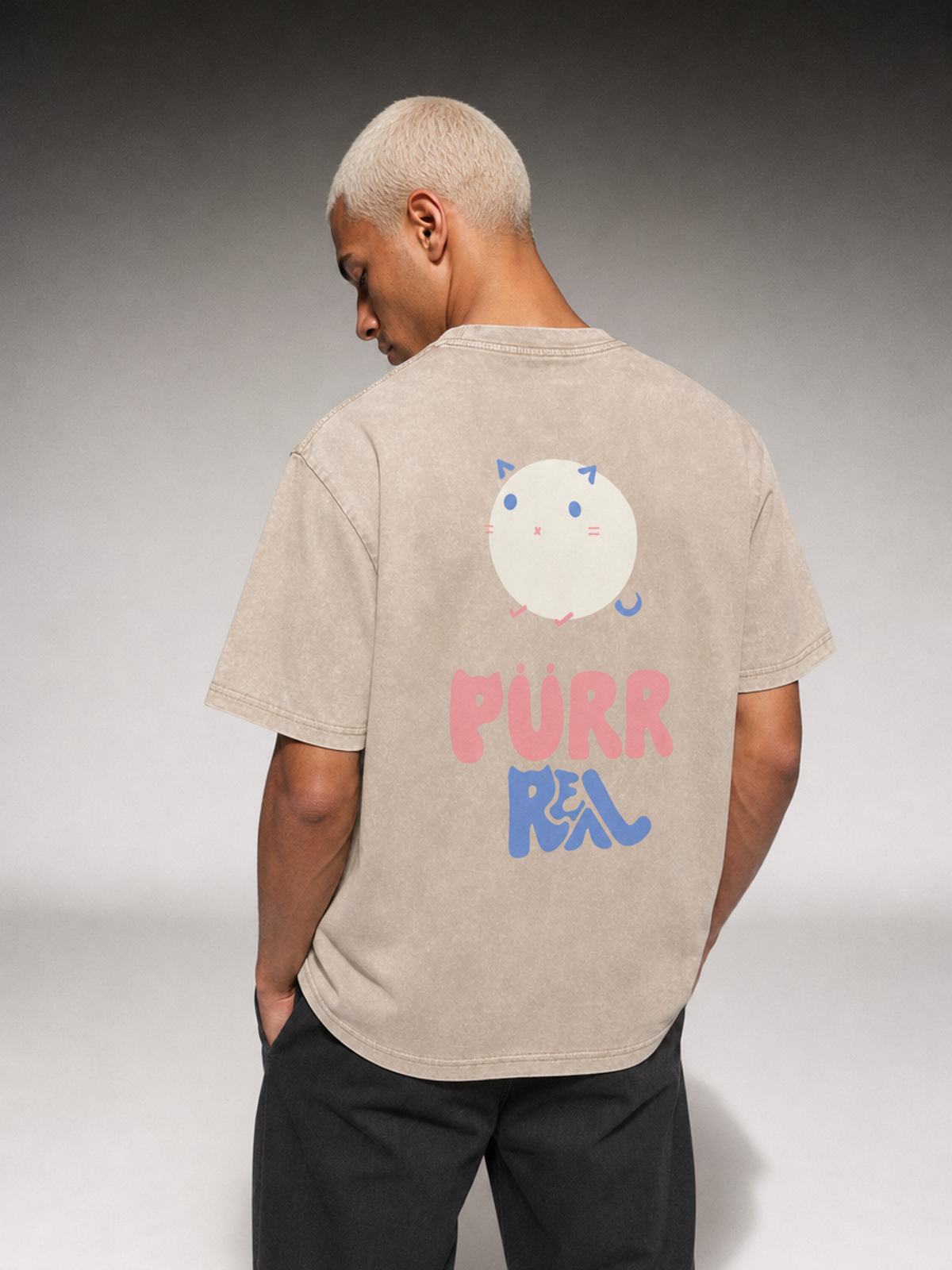 Purr Real Snow Washed Oversized T-Shirt