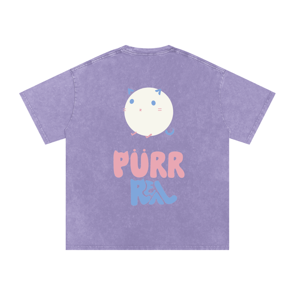 Purr Real Snow Washed Oversized T-Shirt