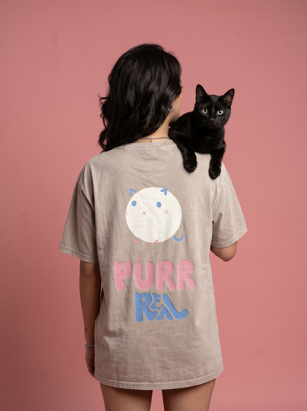 Purr Real Snow Washed Oversized T-Shirt