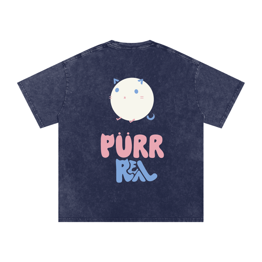 Purr Real Snow Washed Oversized T-Shirt